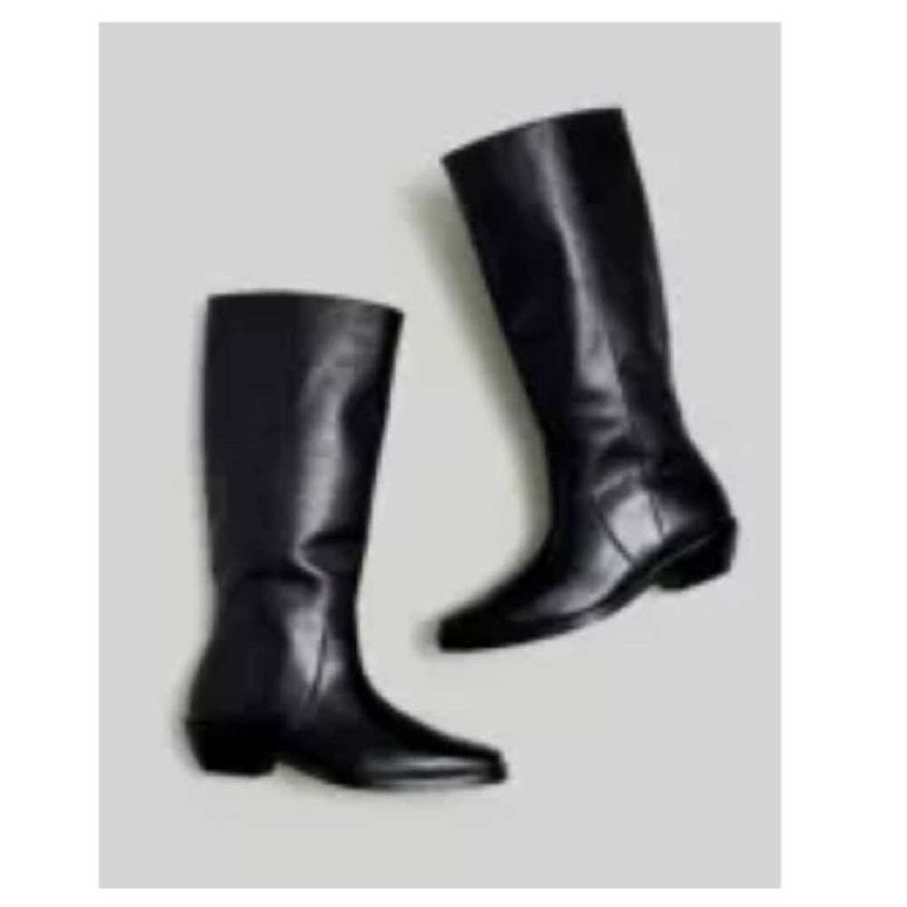Madewell Black Leather Flat Heeled Boots